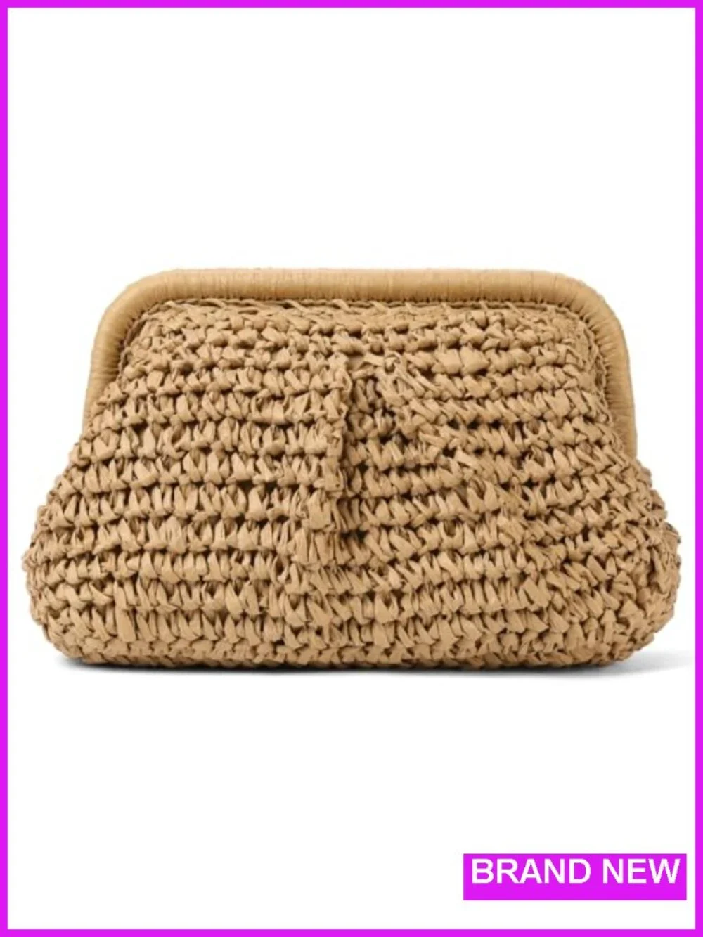 Faux Straw Cloud Shape Clutch Crossbody Bag Summer Beach Woven Shoulder Purse